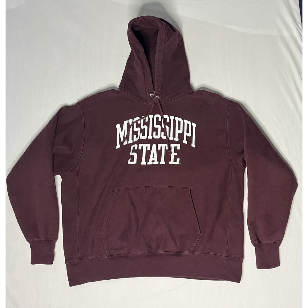 Champion Reverse Weave Mississippi State Bulldogs Hoodie Men's Size 2XL Maroon